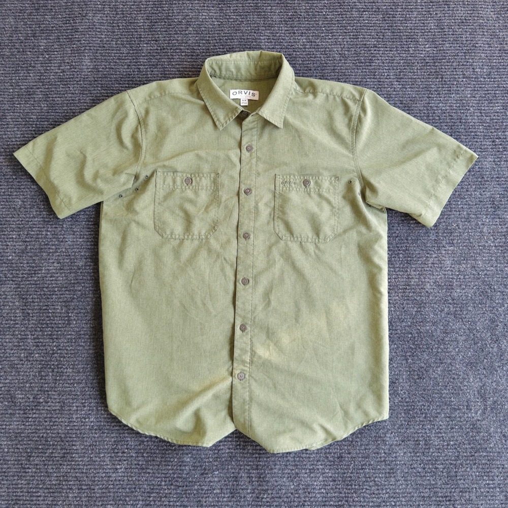 Orvis Classic Collection Fishing Shirt Men's M Sage Green Vented Short Sleeve